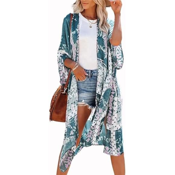 Women's Kimono Swimsuit Coverups Summer Beach Casual Loose Cardigans - Picture 7 of 7